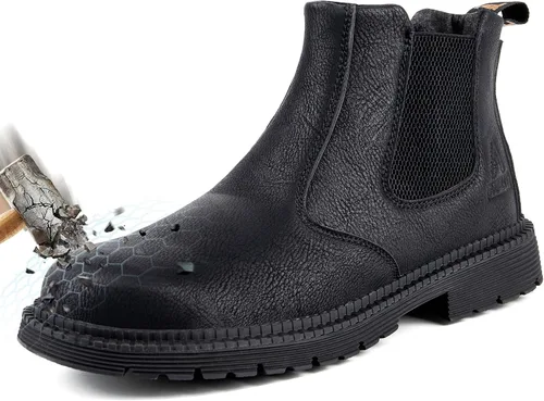 Miniatura 2 de Botas Chelsea unisex para adultos con puntera de acero, zapatos industriales de construcción para hombres, impermeables, ligeras, cómodas, botas