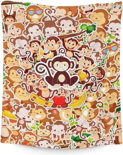 Miniatura 15 de Manta de mono para niñas pequeñas, tamaño de regazo de 30 x 40 pulgadas, manta de felpa suave y peluda para regalo, manta negra linda para cama, sofá