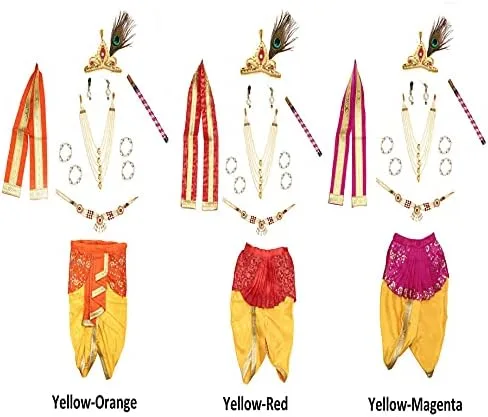 Miniatura 5 de Raj Fancy Dresses Vestido Shri Krishna para bebés, niño y niña, vestido Janmashtmi con Dhoti Dupatta, vestido Kanha, para 3 meses a 8 años