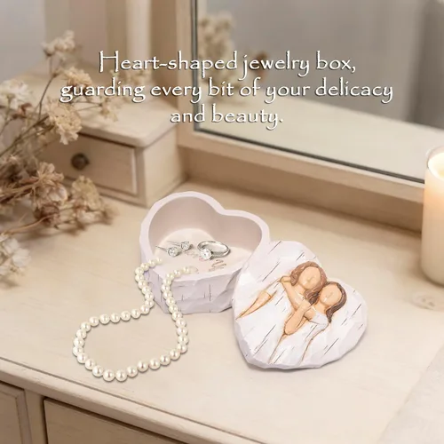 Miniatura 4 de Hodao Joyero en forma de corazón con "Love You Sis.", decoración de resina con efecto tallado en madera, regalo significativo para cumpleaños