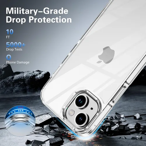 Miniatura 8 de Funda transparente para iPhone 13 con protector de pantalla y protector de lente Protección de grado militar 3 en 1, compatible con iPhone 13