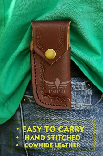 Miniatura 4 de Cuchillo de bolsillo de damasco Lara Eagle para hombres - Cuchillos de caza plegables hechos a mano de 133 capas de acero sólido con afilador