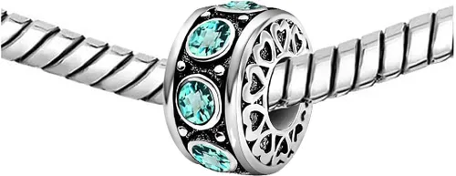 Miniatura 2 de KunBead - Dijes de corazón con piedra de nacimiento de enero a diciembre para cumpleaños, compatibles con pulsera Pandora para mamá, hija, abuela