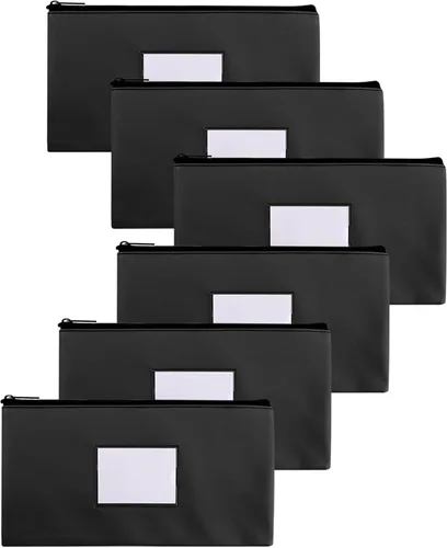 Miniatura 9 de Bolsas de dinero negras con cremallera para dinero en efectivo, 11.25 x 6.25 pulgadas, paquete de 3, bolsas de depósito bancario, bolsas de dinero