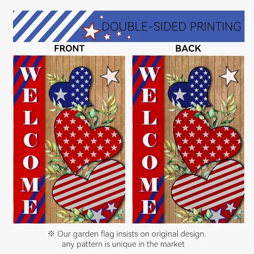 Miniatura 5 de Bandera patriótica de jardín del 4 de julio para exteriores, banderas de jardín de independencia americana, 12 x 18 pulgadas, decoración