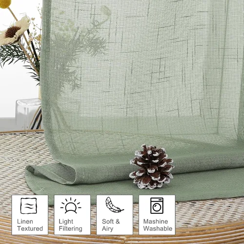 Miniatura 4 de Aiyufeng Niveles transparentes de lino verde 45 pulgadas