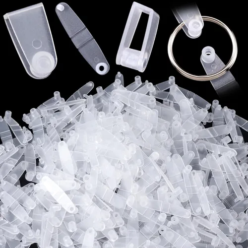 Miniatura 9 de OIIKI 100 clips de plástico para llavero, acrílico negro, pestañas a presión, tarjetero para llaves, anillos, oficina, tarjetas de crédito