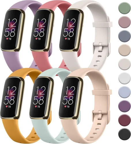 Miniatura 11 de Tobfit Paquete de 6 correas deportivas compatibles con correas Fitbit Luxe para mujeres y hombres, correas de silicona suave impermeables