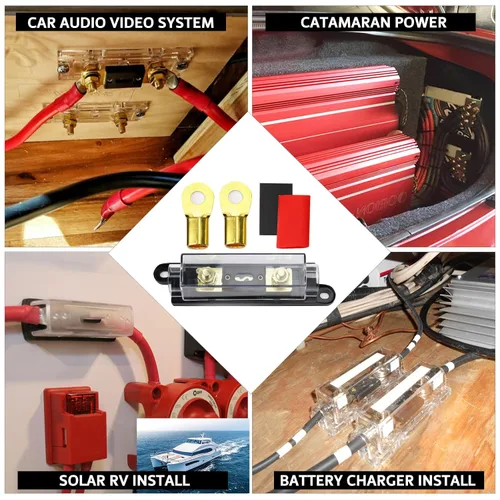 Miniatura 7 de Kit de portafusibles ANL, 2 bloques de distribución y fusibles en línea ANL de 200 A con terminales de anillo, para protección de circuitos