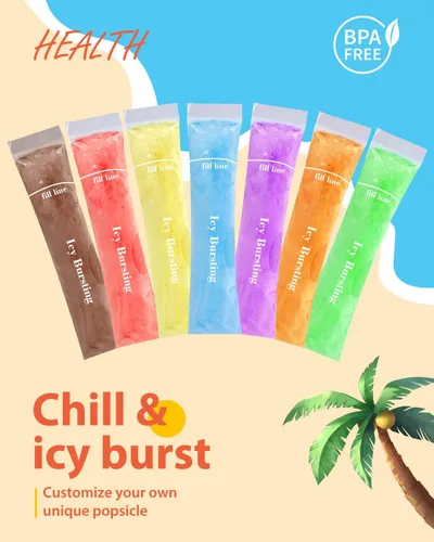 Miniatura 3 de 150 bolsas desechables para moldes de paletas de hielo (8 x 2 pulgadas) para aperitivos de frutas naturales, jugos y batidos, moldes de paletas