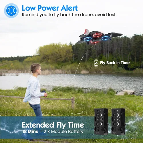 Miniatura 6 de Avión RC, avión de control remoto de espuma, dron para niños, avión RC para niños y niñas, helicóptero de combate con luces LED, retención