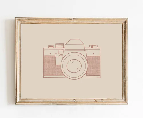 Pintura al óleo vintage póster de cámara retro bohemio simple (2) | 11 x 17 12 x 18 16 x 24 24 x 36 pulgadas antiguo sin marco | Regalo de estilo