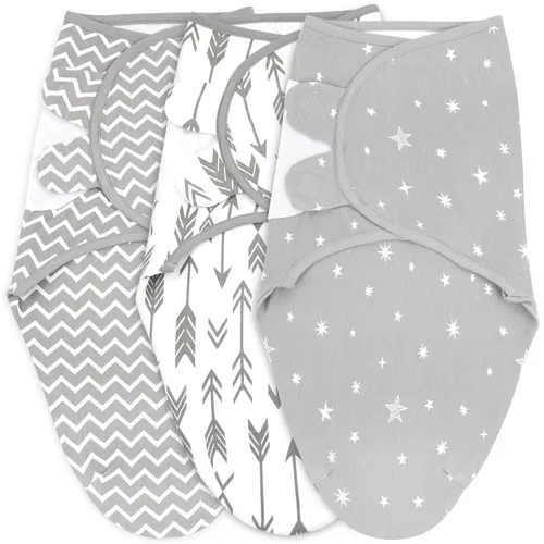Miniatura 15 de Mantas para envolver para recién nacidos – Juego de 3 mantas para bebé de 0-3 meses – Saco de dormir ajustable – Envuelto suave de algodón orgánico