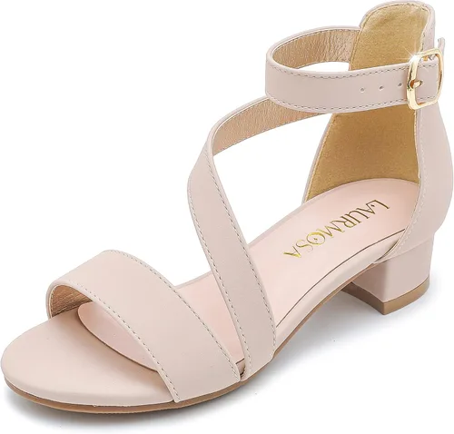 Sandalias para niñas, tacones para niños, puntera abierta, correa al tobillo, zapatos de vestir, flores para boda, fiesta para niños pequeños y