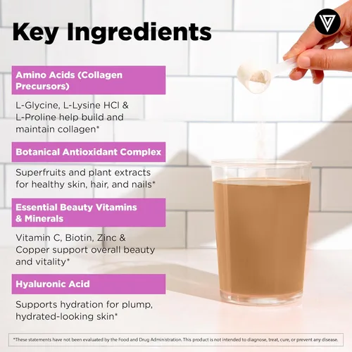Miniatura 4 de Vital Vitamins Polvo de refuerzo de colágeno vegano – Hecho con aminoácidos, sílice, ácido hialurónico y extractos botánicos – a base de plantas