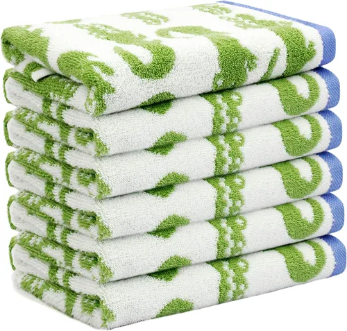 Miniatura 12 de ORIGINAL KIDS Juego de 6 toallas – Bath Time Sugar & Spice – 2 toallas, 2 toallas de mano y 2 paños – 100% algodón jacquard suave absorbente toalla