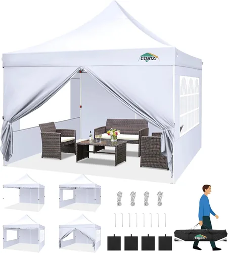 Miniatura 26 de COBIZI Canopy Tienda de campaña desplegable de 10 x 20 pies con 6 paredes laterales, toldo comercial impermeable, glorieta instantánea