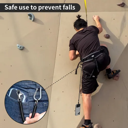 Miniatura 7 de HOTEMIA Cordón de seguridad antirrobo para teléfono con mosquetón - Accesorio exterior anticaídas para esquí, senderismo, ciclismo, pesca y escalada