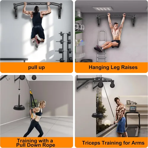 Miniatura 8 de Upgrade Pull Up Bar Wall Mounted,Heavy Duty Multi Grip Chin Up Bar for Strength Training, 600 lbs Capacity, Durable Steel Construction, Perfect for