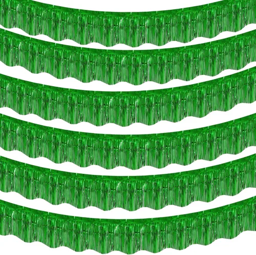 Miniatura 18 de LOLStar Paquete de 6 guirnaldas de flecos de papel de aluminio de oropel negro, decoraciones de fiesta de cumpleaños, pancarta de serpentinas