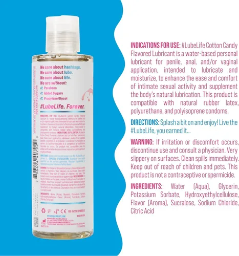 Miniatura 2 de Lube Life - Lubricante personal a base de agua, sabor algodón de azúcar, para hombres, mujeres y parejas, sin azúcar añadido, 8 onzas líquidas