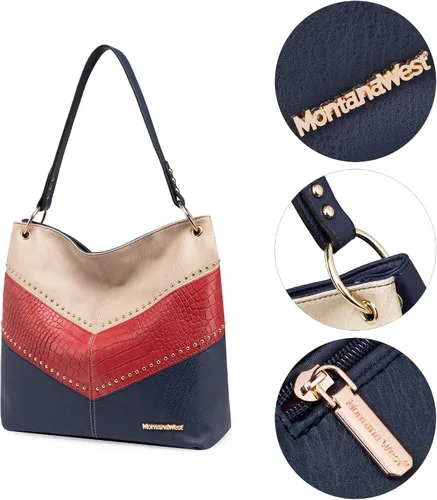 Miniatura 3 de Montana West Bolso Hobo para mujer con asa superior y bolsillos con cremallera