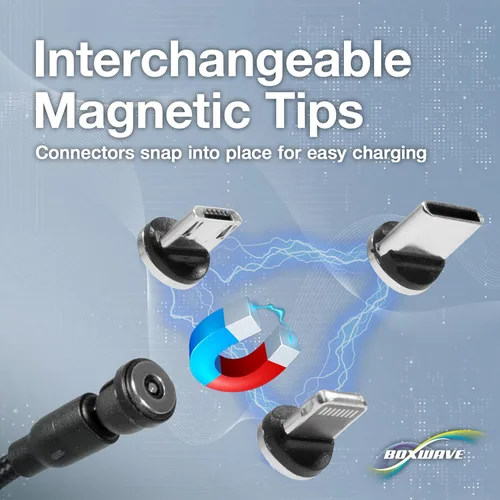 Miniatura 3 de BoxWave Cable compatible con Auna TRK-861 - MagnetoSnap AllCharge, cable de carga magnético USB tipo C Micro USB para Auna TRK-861 - Negro azabache