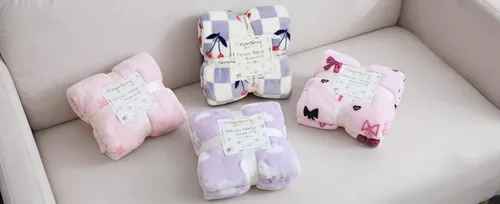Miniatura 9 de Manta de cereza para niños, 50 x 60 pulgadas, suave y acogedora manta azul a cuadros para niñas y niños pequeños, ideal para decoración del hogar