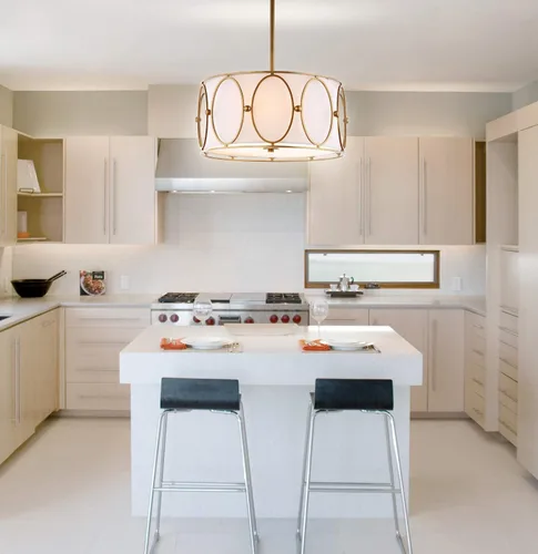 Miniatura 2 de JONATHAN Y Lámpara colgante de 3 luces LED de bronce aceitado/blanco de 19 pulgadas, lámpara colgante moderna con pantalla de tambor de lino blanco