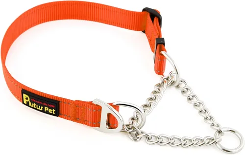 Miniatura 9 de Plutus Pet Martingale - Collar para perro con cadena de acero inoxidable y nailon reflectante, collar de entrenamiento ajustable sin tirones