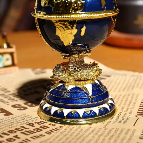 Miniatura 4 de Faberge - Caja de joyería de huevo con diamantes de imitación esmaltados, caja de joyería Faberge con bisagras, caja de anillos para decoración
