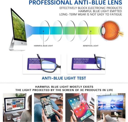 Miniatura 6 de 3 Pack Progressive Multifocus Reading Glasses Blue Light Blocking Multifocal Readers for Women Men with Spring Hinge
