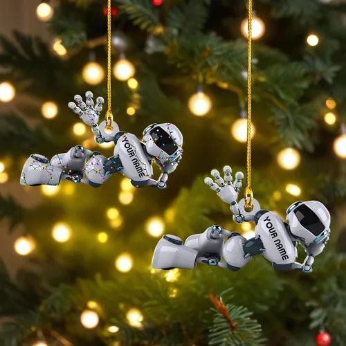 Miniatura 21 de Adorno de robot personalizado 2025, adornos de robot para árbol de Navidad, adorno de robótica, decoración colgante para árbol de Navidad (Robot1)