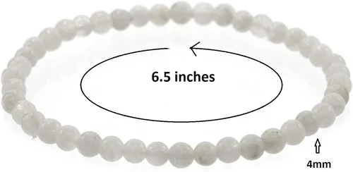 Miniatura 2 de Pulsera elástica de piedra lunar redonda brillante de 0.157in en varias longitudes (6.5, 7, 7.5, 8 pulgadas)