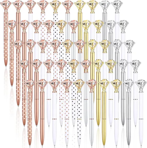 Leinuosen 50 bolígrafos de diamantes a granel con cristal para despedida de soltera, bolígrafos de metal brillante con tinta negra para despedida de