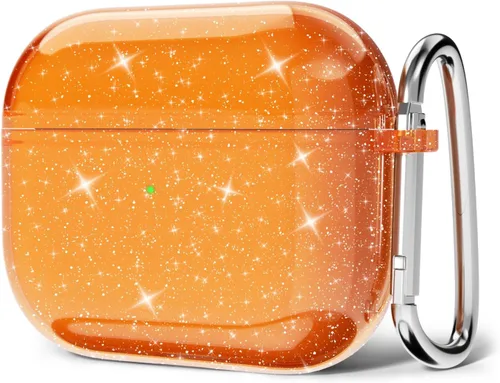 Miniatura 21 de Svanove Funda para Airpods Transparente con Purpurina, Funda Brillante y Bonita para Airpods de 1ª y 2ª Generación con Llavero, Carcasa Rígida