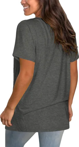 Miniatura 37 de Geifa Camisetas de manga corta con cuello en V para mujer, camisetas casuales de verano con bolsillo