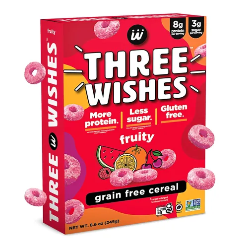 Miniatura 12 de Cereales para el desayuno a base de plantas y veganos de Three Wishes, glaseado, 1 paquete, merienda rica en proteínas y baja en azúcar, libre