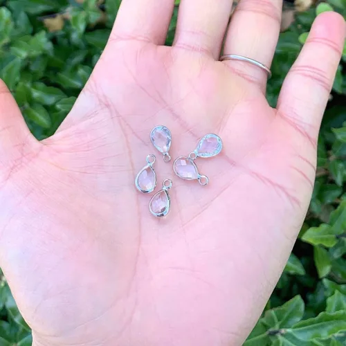 Miniatura 2 de Adabele Colgante de piedra natal de grado A, gota de 0.433 in, 0.551 in y 0.630 in, chapado en plata de ley para aretes personalizados, pulseras