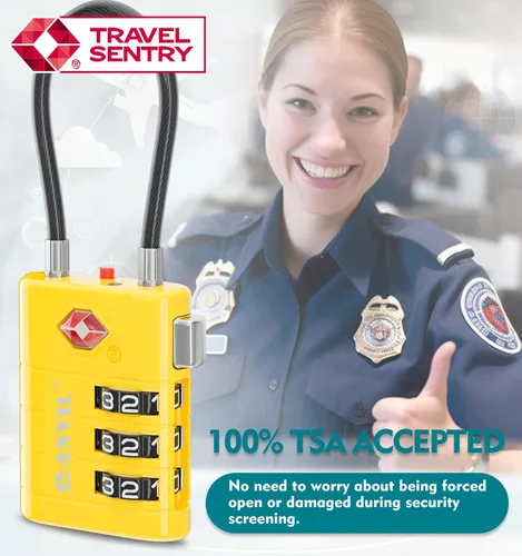Miniatura 8 de ANVIL Cerraduras de equipaje aprobadas por la TSA - Cerraduras de viaje combinadas TSA008 de alta seguridad con indicador de inspección para maletas