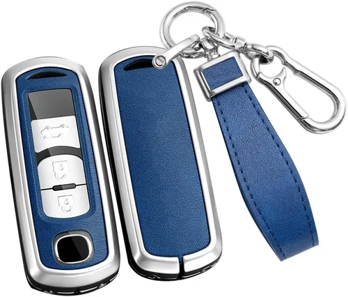 ontto Funda para llavero de 2/3/4 botones para Mazda 2 3 5 6 8 CX3 CX4, Azul