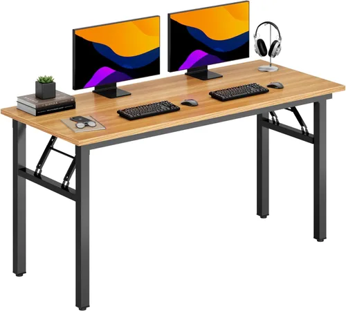 Miniatura 51 de DlandHome - Mesa plegable para computadora de 47 pulgadas, escritorio portátil, mesa de actividades, mesa de conferencias, escritorio de oficina