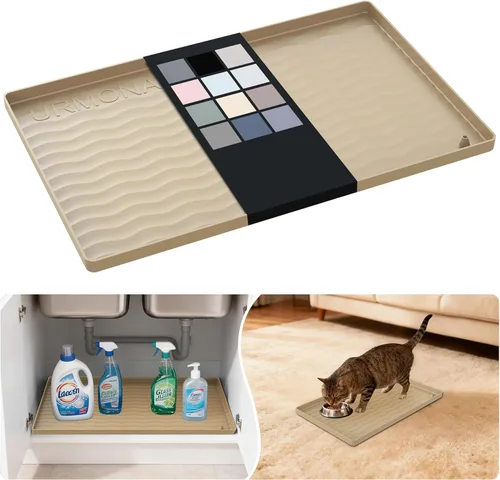 Miniatura 73 de URMONA Tapete de silicona impermeable para debajo del fregadero, 34 x 22 pulgadas, forro para estante de cocina y baño, protector de gabinetes