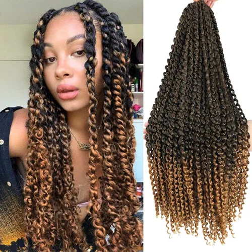 Miniatura 18 de Cabello Passion Twist de 18 pulgadas, 1 paquete de cabello Passion Twist de ganchillo, cabello de ganchillo Water Wave (18 pulgadas (paquete de 1)