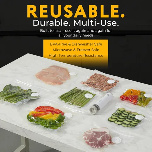 Miniatura 7 de Máquina selladora al vacío de alimentos con pantalla digital y tanque visible, sellador al vacío compacto de mano de flujo de aire de 8 litros