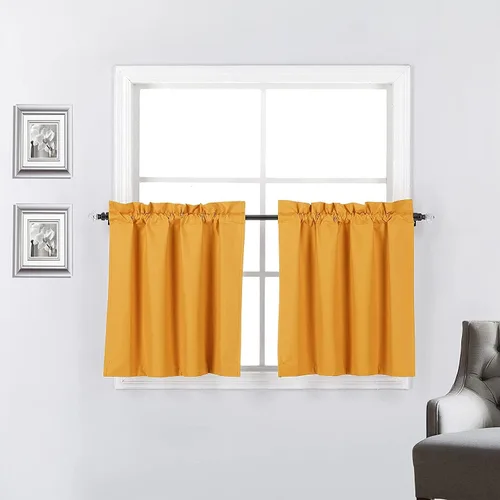 Miniatura 24 de 2 paneles de cortinas opacas con aislamiento térmico y forro blanco en la parte trasera para ventana de bloqueo de luz para cualquier ventana