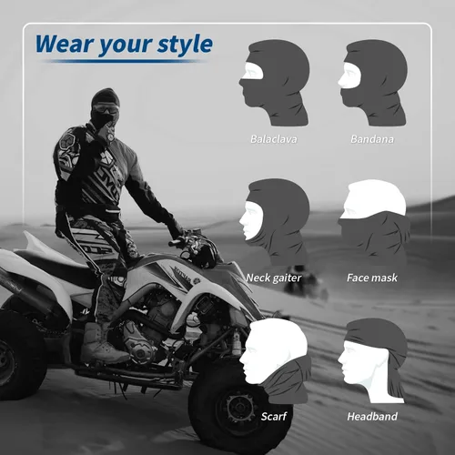 Miniatura 5 de YESLIFE Pasamontañas de esquí para hombres, máscara facial de verano para cascos de motocicleta, accesorios de motocross, polaina de cuello