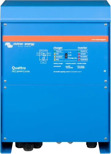 Victron Energy Quattro - Inversor de onda sinusoidal pura de 5000 VA de 12 voltios y cargador de batería de 220 amperios