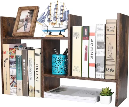 Miniatura 19 de PAG Organizador de Escritorio Estante de Escritorio Estantería Ajustable de Encimera Estantes de Mesa Pequeños Organizador de Libros Organización