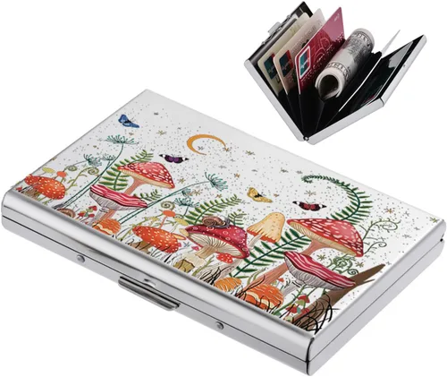 Miniatura 102 de BONSYL® Soporte para tarjetas de crédito, cartera delgada de metal con bloqueo RFID, con 6 ranuras para tarjetas, para mujeres y hombres.